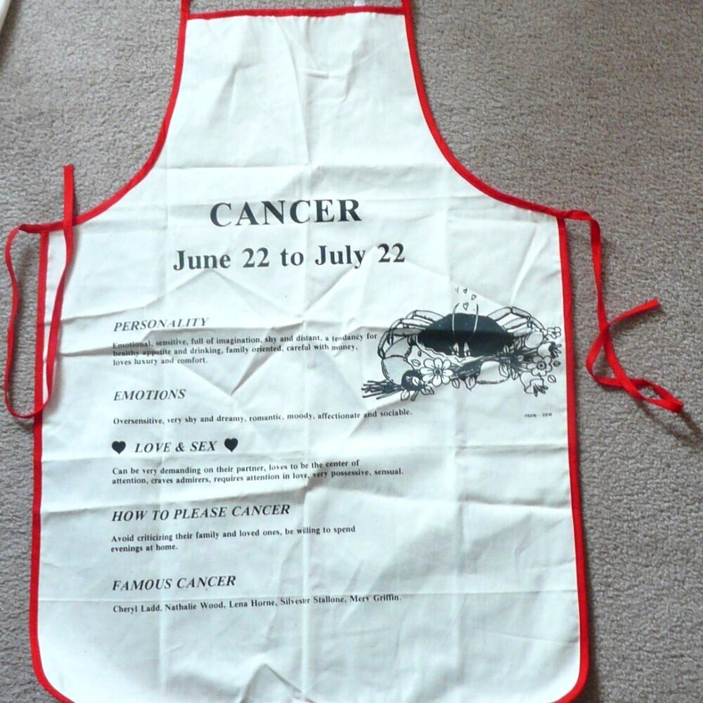 NWOT Bib Apron Cancer Zodiac Stars Astrology Cooking Baking Kitchen Linens